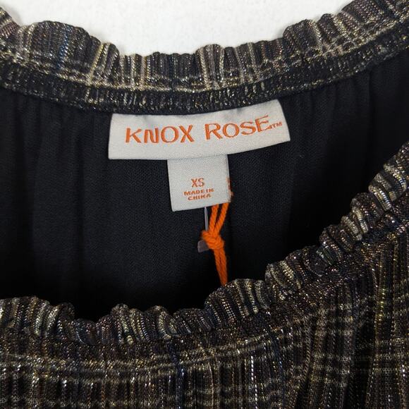 NWT Knox Rose Black Gold Shine Stripe Long Sleeve Blouse - Picture 5 of 8